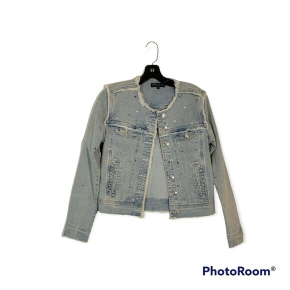 Generation Love Womens Gal Crystal Embellished Denim Jacket Size XS - Picture 2 of 7